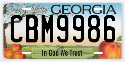 GA license plate CBM9986