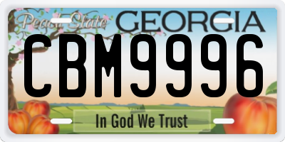 GA license plate CBM9996