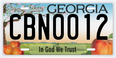 GA license plate CBN0012