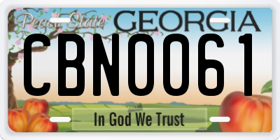 GA license plate CBN0061