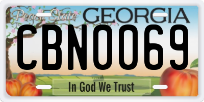 GA license plate CBN0069