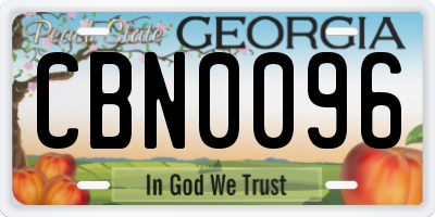 GA license plate CBN0096