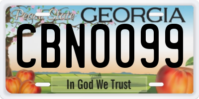 GA license plate CBN0099
