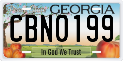 GA license plate CBN0199
