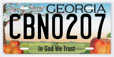 GA license plate CBN0207