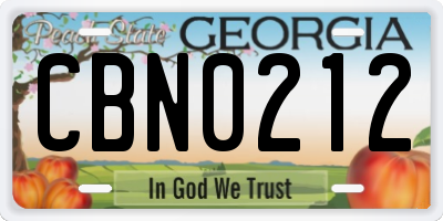 GA license plate CBN0212