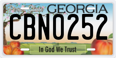 GA license plate CBN0252