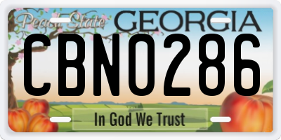 GA license plate CBN0286