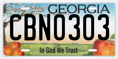 GA license plate CBN0303