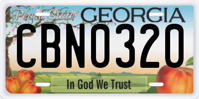 GA license plate CBN0320