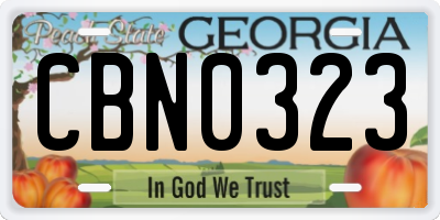 GA license plate CBN0323