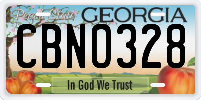 GA license plate CBN0328
