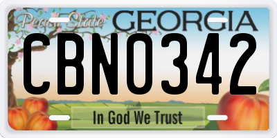 GA license plate CBN0342