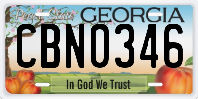 GA license plate CBN0346