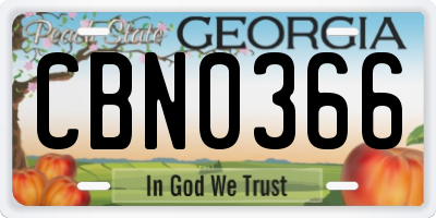 GA license plate CBN0366