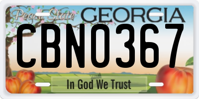 GA license plate CBN0367