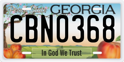 GA license plate CBN0368