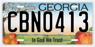 GA license plate CBN0413