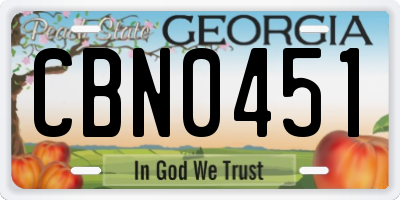 GA license plate CBN0451