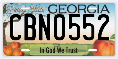 GA license plate CBN0552