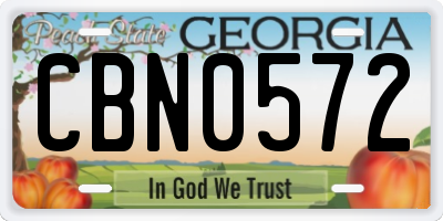 GA license plate CBN0572