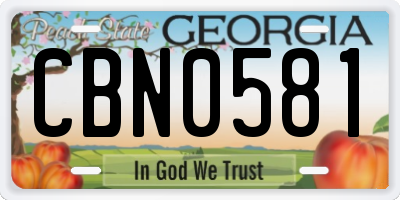 GA license plate CBN0581