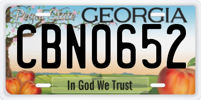 GA license plate CBN0652