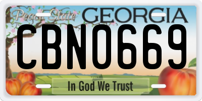 GA license plate CBN0669
