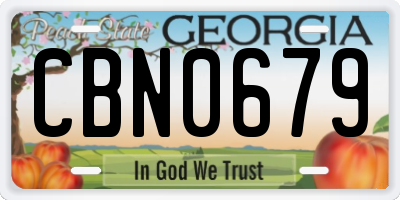 GA license plate CBN0679