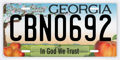 GA license plate CBN0692