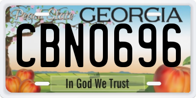 GA license plate CBN0696