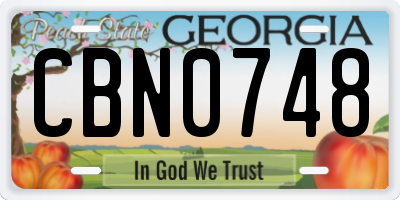 GA license plate CBN0748