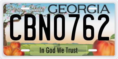 GA license plate CBN0762