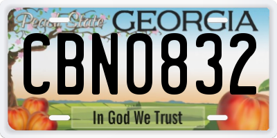 GA license plate CBN0832