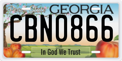 GA license plate CBN0866