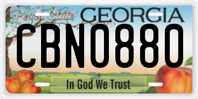 GA license plate CBN0880