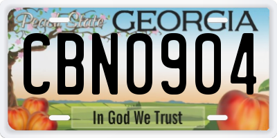 GA license plate CBN0904