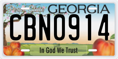 GA license plate CBN0914