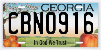GA license plate CBN0916