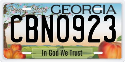 GA license plate CBN0923