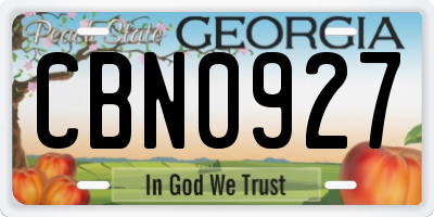 GA license plate CBN0927