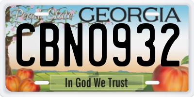GA license plate CBN0932