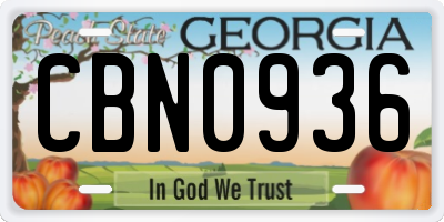 GA license plate CBN0936