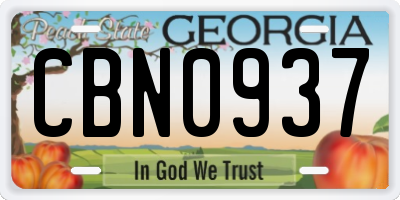 GA license plate CBN0937