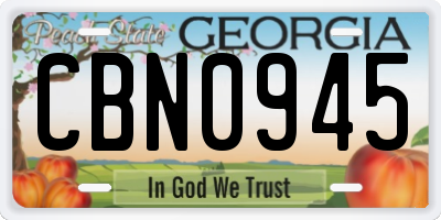 GA license plate CBN0945