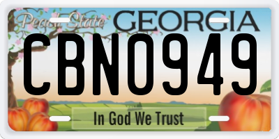 GA license plate CBN0949