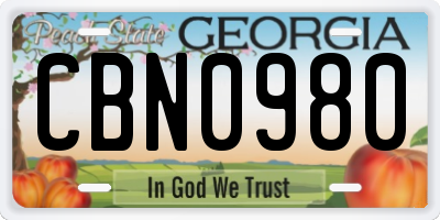 GA license plate CBN0980