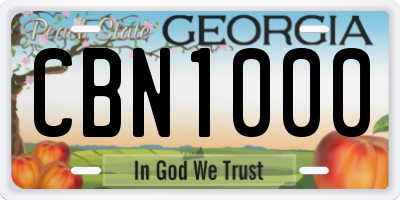 GA license plate CBN1000
