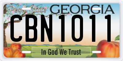 GA license plate CBN1011