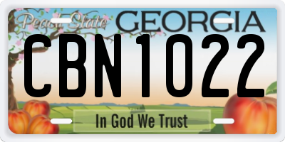 GA license plate CBN1022